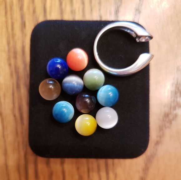 Diamonique Interchangable Simulated Cat's Eye Ring - Picture 2 of 6